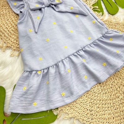  Vestido de Margaridas Amarelas - Lilás